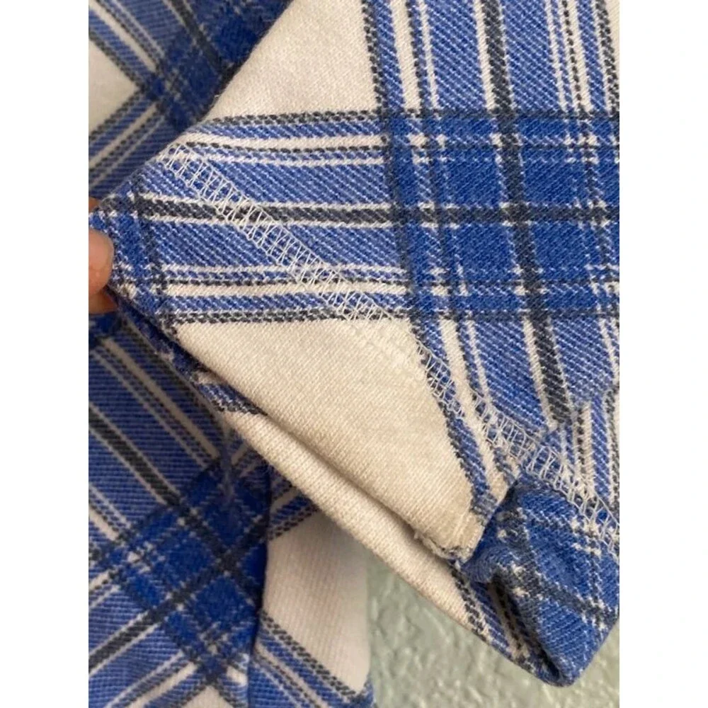 Y2K Baby Gap Blue Retro Plaid Skull Zip Up Hoodie Sweatshirt 3T